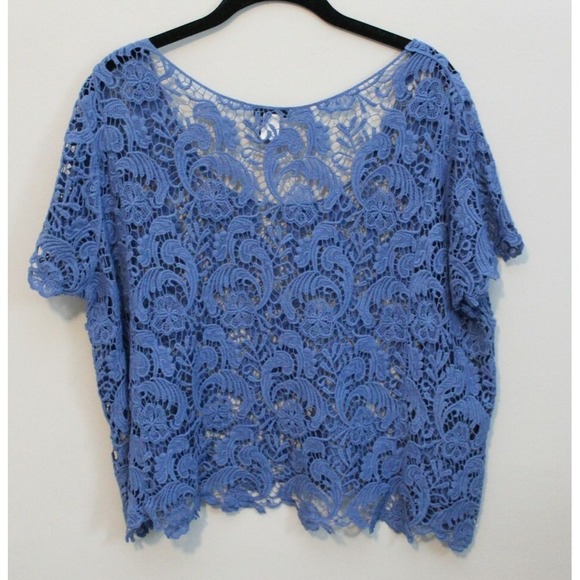 Torrid Crochet Lace Sheer Crop Top Blue Women's 1 1X H10777 - Picture 5 of 7
